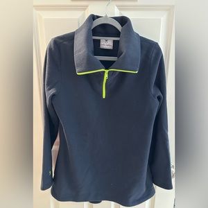 Dudley Stevens vello fleece quarter zip tunic in navy and bright green Large